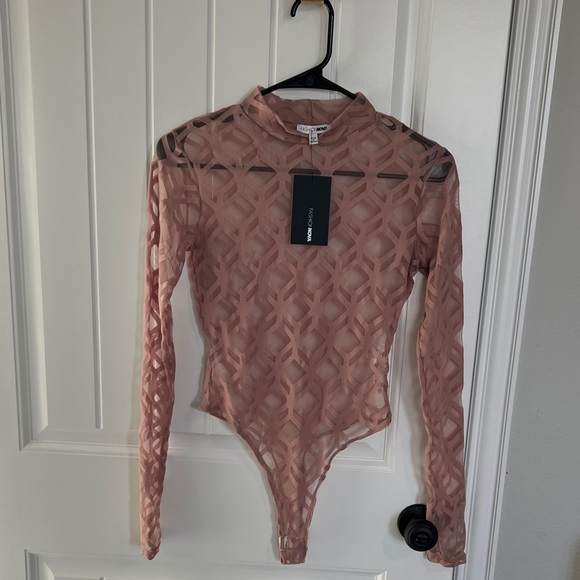 Fashion Nova Tops - Fashion Nova Nude Patterned Bodysuit